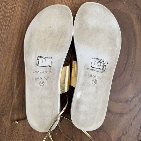 BCBGMAXAZRIA Vitalia Gold Leather Gladiator Sandal $138 36.5 6 6.5 - Picture 8 of 8